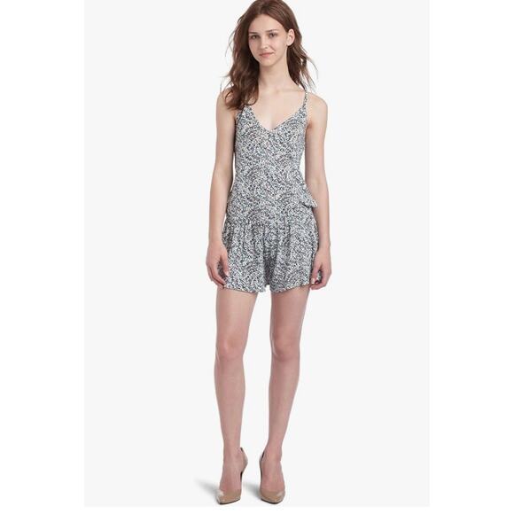 Roxy Juniors sz L Major Astract Floral Jersey Romper Cross Back Summer Beach - Picture 1 of 12